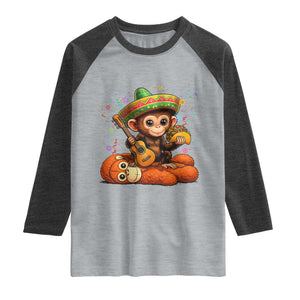 Cute Punch Baby Monkey Cinco De Mayo Raglan Shirt Funny Animal Gift TS12 Heather Gray Heather Charcoal Print Your Wear