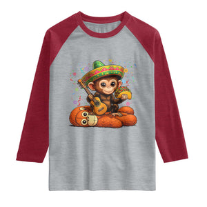 Cute Punch Baby Monkey Cinco De Mayo Raglan Shirt Funny Animal Gift TS12 Heather Gray Heather Red Print Your Wear
