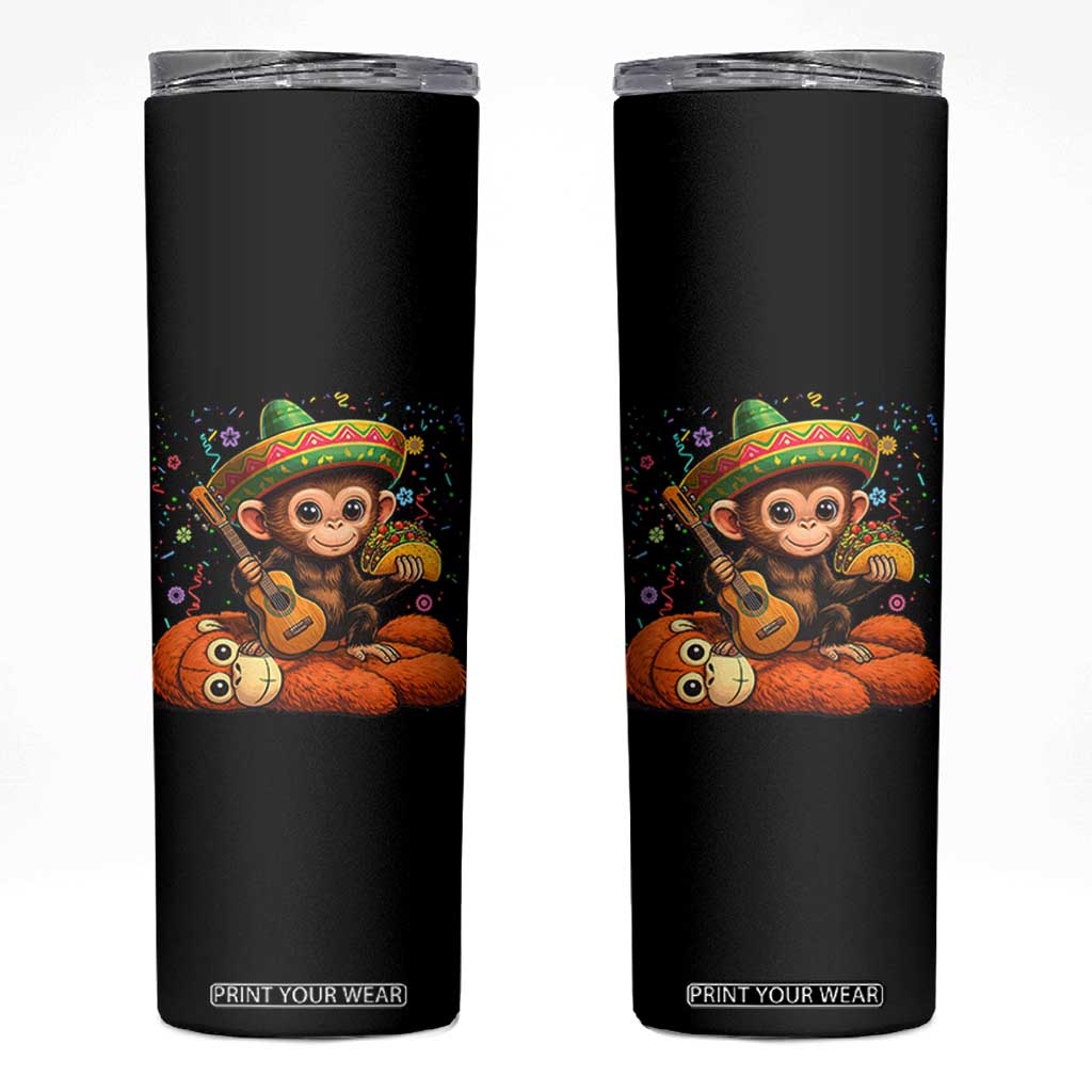 Cute Punch Baby Monkey Cinco De Mayo Skinny Tumbler Funny Animal Gift TS12 Black Print Your Wear