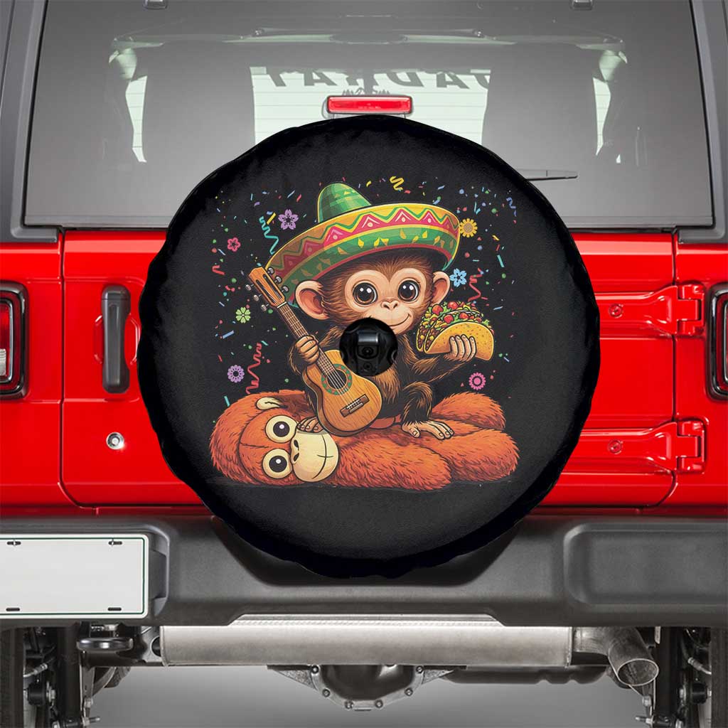Cute Punch Baby Monkey Cinco De Mayo Spare Tire Cover Funny Animal Gift TS12 Black Print Your Wear