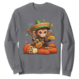 Cute Punch Baby Monkey Cinco De Mayo Sweatshirt Funny Animal Gift TS12 Charcoal Print Your Wear
