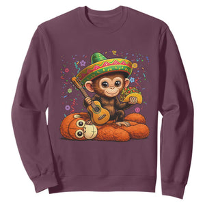 Cute Punch Baby Monkey Cinco De Mayo Sweatshirt Funny Animal Gift TS12 Maroon Print Your Wear