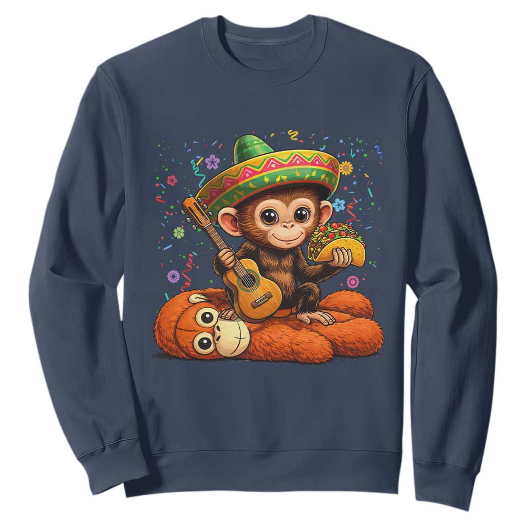 Cute Punch Baby Monkey Cinco De Mayo Sweatshirt Funny Animal Gift TS12 Navy Print Your Wear