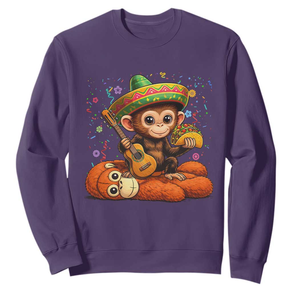 Cute Punch Baby Monkey Cinco De Mayo Sweatshirt Funny Animal Gift TS12 Purple Print Your Wear