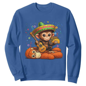 Cute Punch Baby Monkey Cinco De Mayo Sweatshirt Funny Animal Gift TS12 Royal Blue Print Your Wear