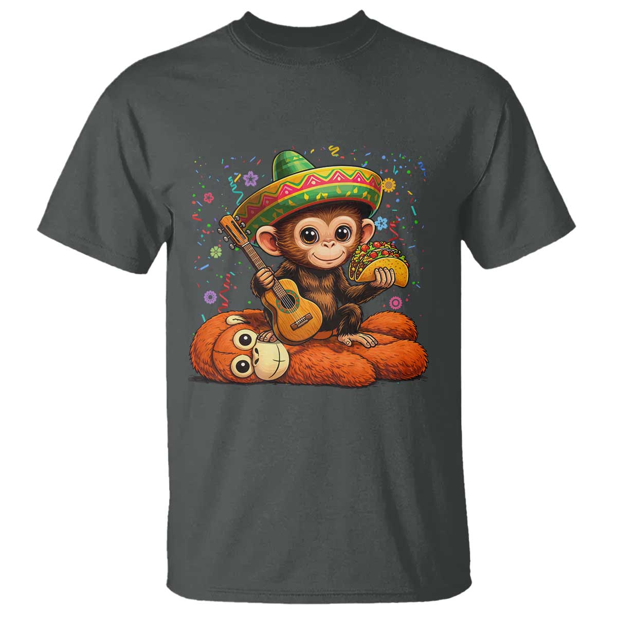 Cute Punch Baby Monkey Cinco De Mayo T Shirt Funny Animal Gift TS12 Dark Heather Print Your Wear