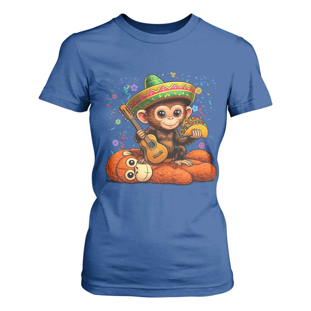 Cute Punch Baby Monkey Cinco De Mayo T Shirt For Women Funny Animal Gift TS12 Royal Blue Print Your Wear
