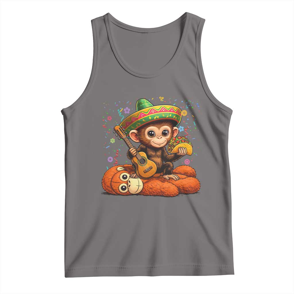 Cute Punch Baby Monkey Cinco De Mayo Tank Top Funny Animal Gift TS12 Deep Heather Print Your Wear