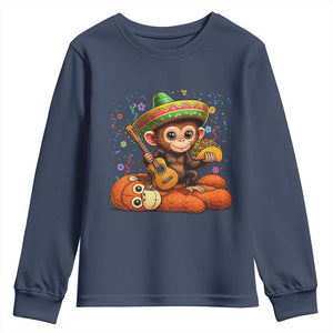 Cute Punch Baby Monkey Cinco De Mayo Youth Sweatshirt Funny Animal Gift TS12 Navy Print Your Wear