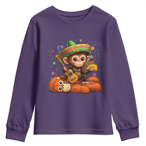 Cute Punch Baby Monkey Cinco De Mayo Youth Sweatshirt Funny Animal Gift TS12 Purple Print Your Wear