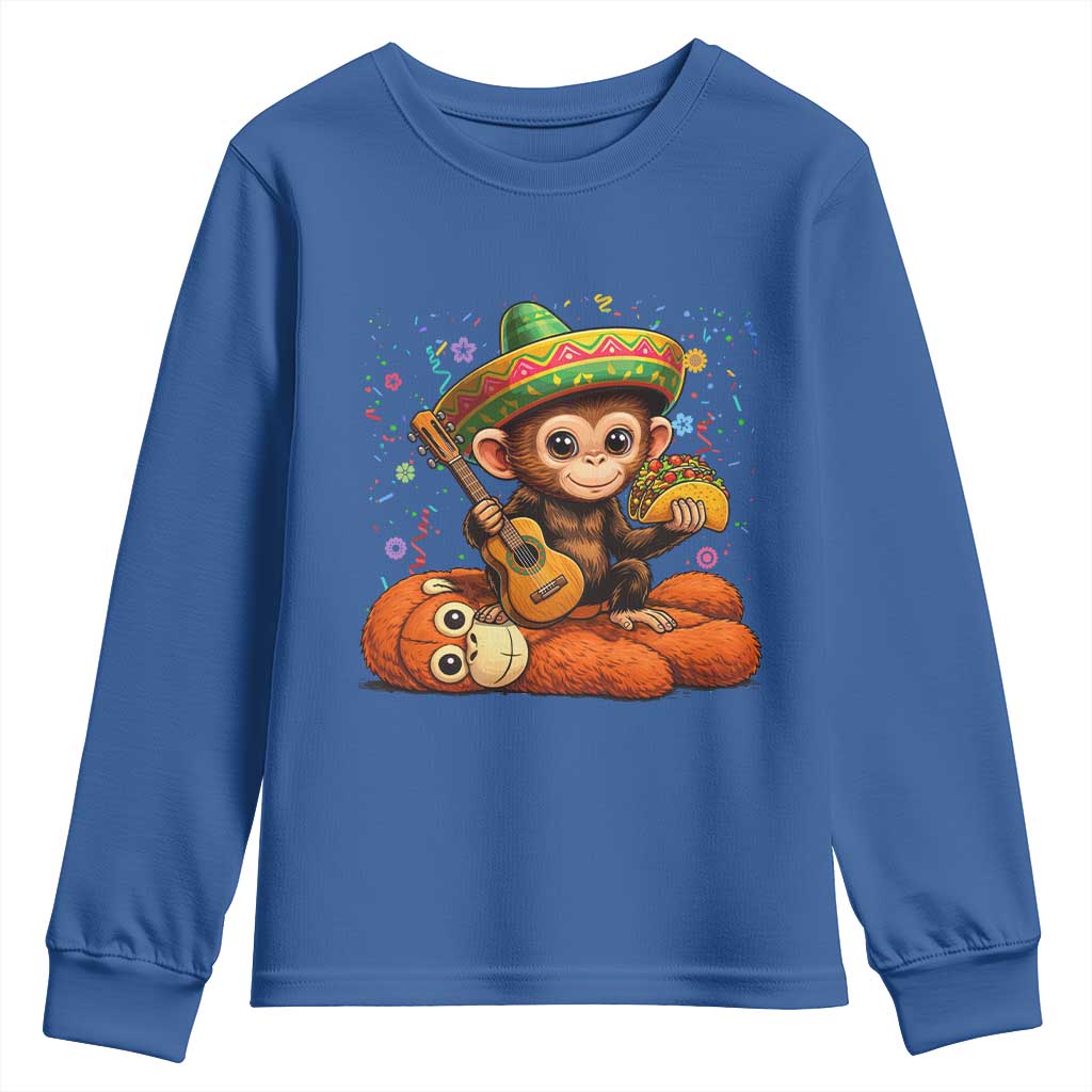 Cute Punch Baby Monkey Cinco De Mayo Youth Sweatshirt Funny Animal Gift TS12 Royal Blue Print Your Wear