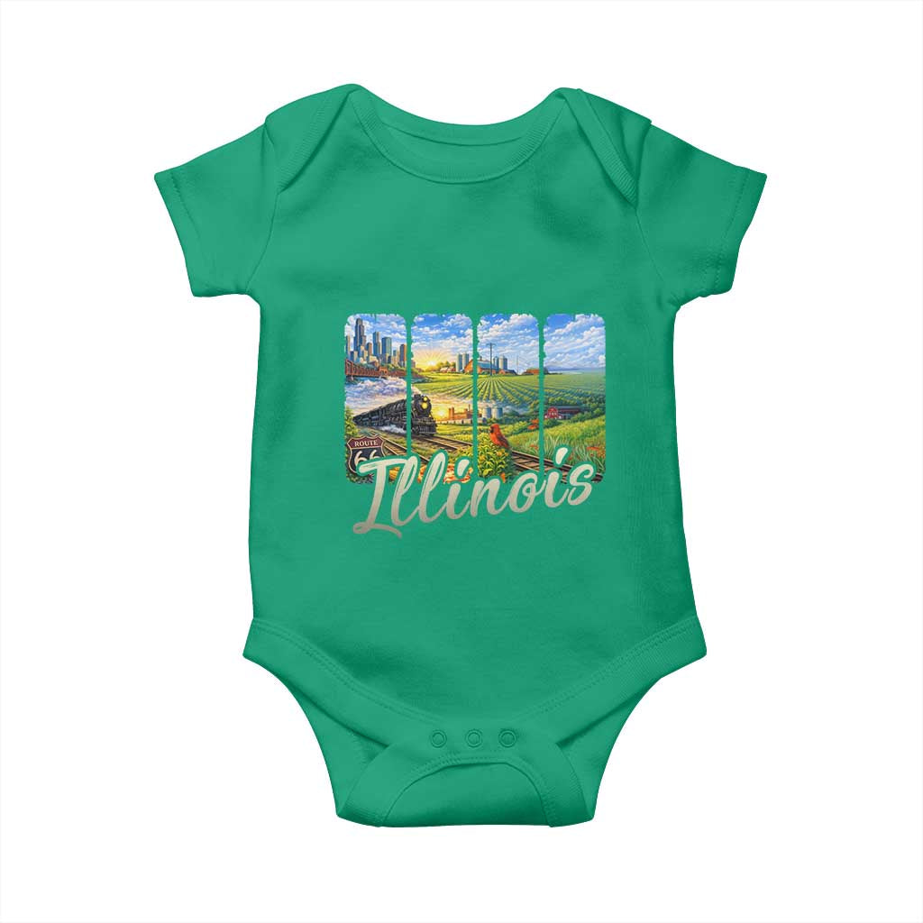 Vintage Illinois State Route Highway 66 Baby Onesie Southwest Souvenir TS12 Irish Green Print Your Wear