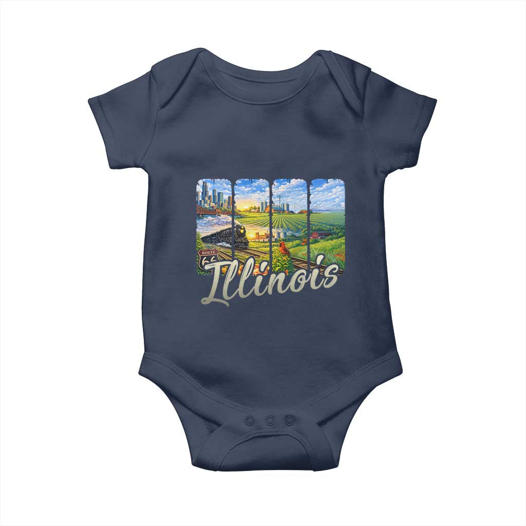 Vintage Illinois State Route Highway 66 Baby Onesie Southwest Souvenir TS12 Navy Print Your Wear