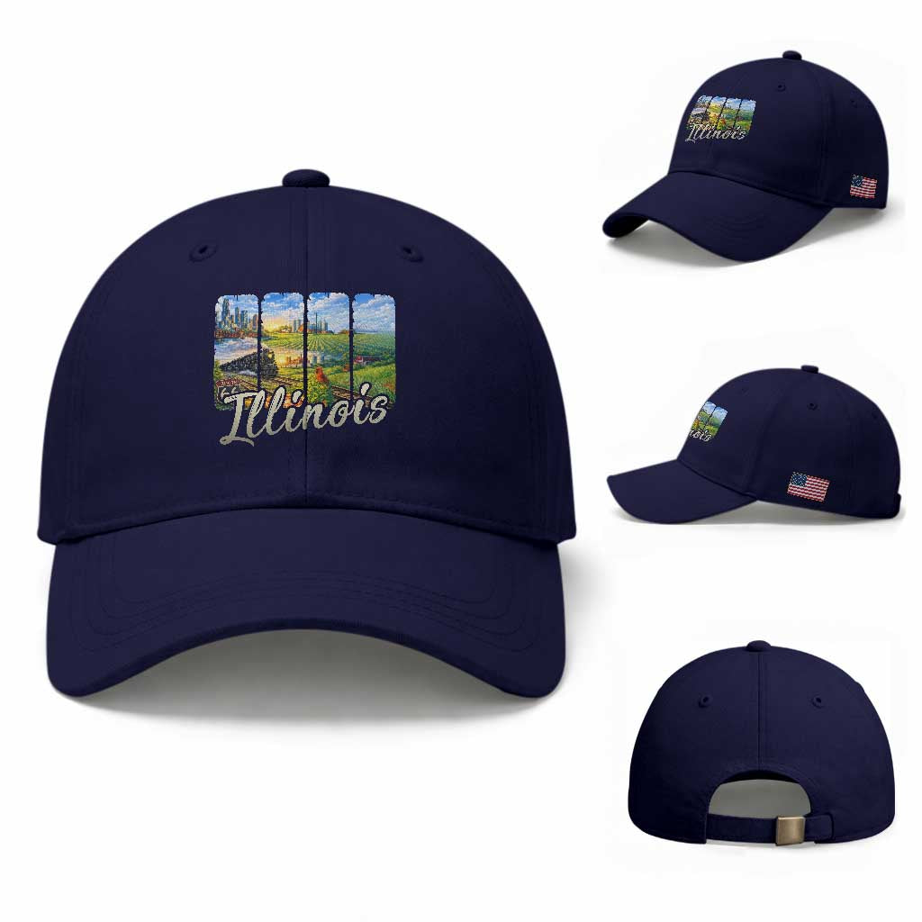 Vintage Illinois State Route Highway 66 Baseball Cap Southwest Souvenir TS12 Baseball Cap Universal Fit Dark Blue Print Your Wear