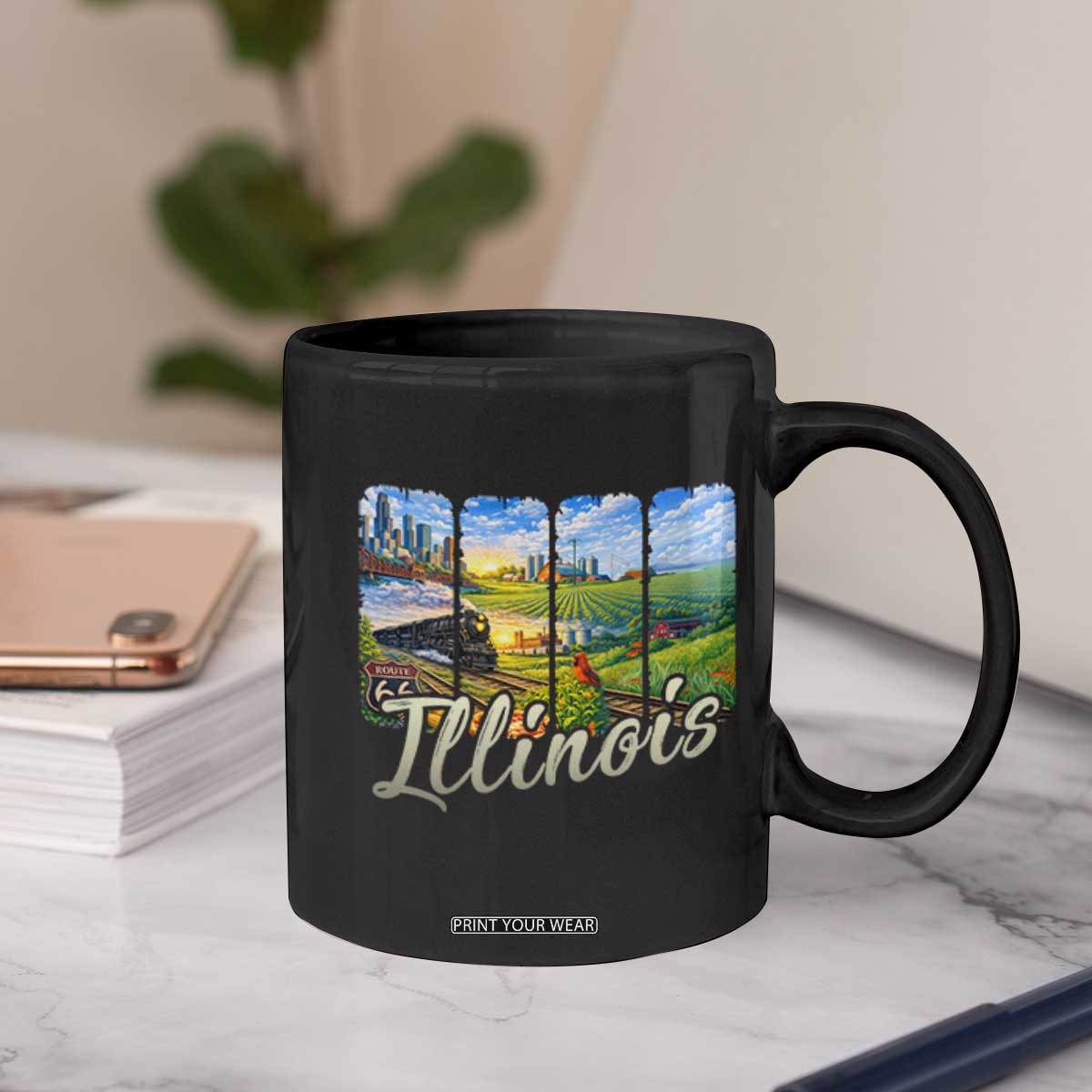 Vintage Illinois State Route Highway 66 Coffee Mug Southwest Souvenir TS12 Print Your Wear