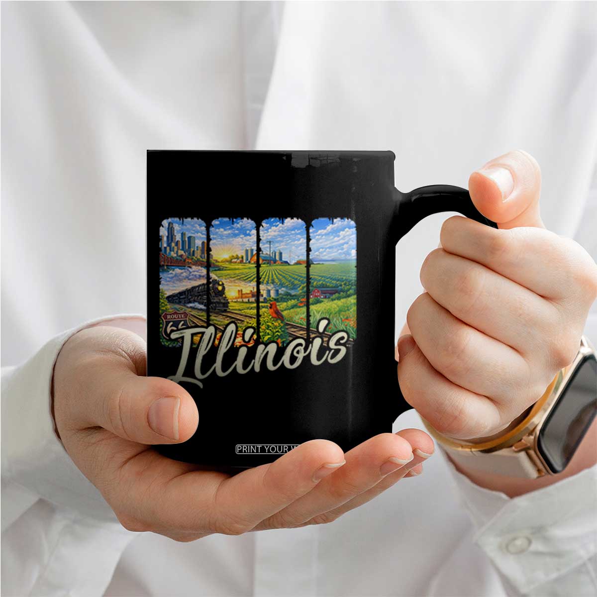 Vintage Illinois State Route Highway 66 Coffee Mug Southwest Souvenir TS12 Print Your Wear