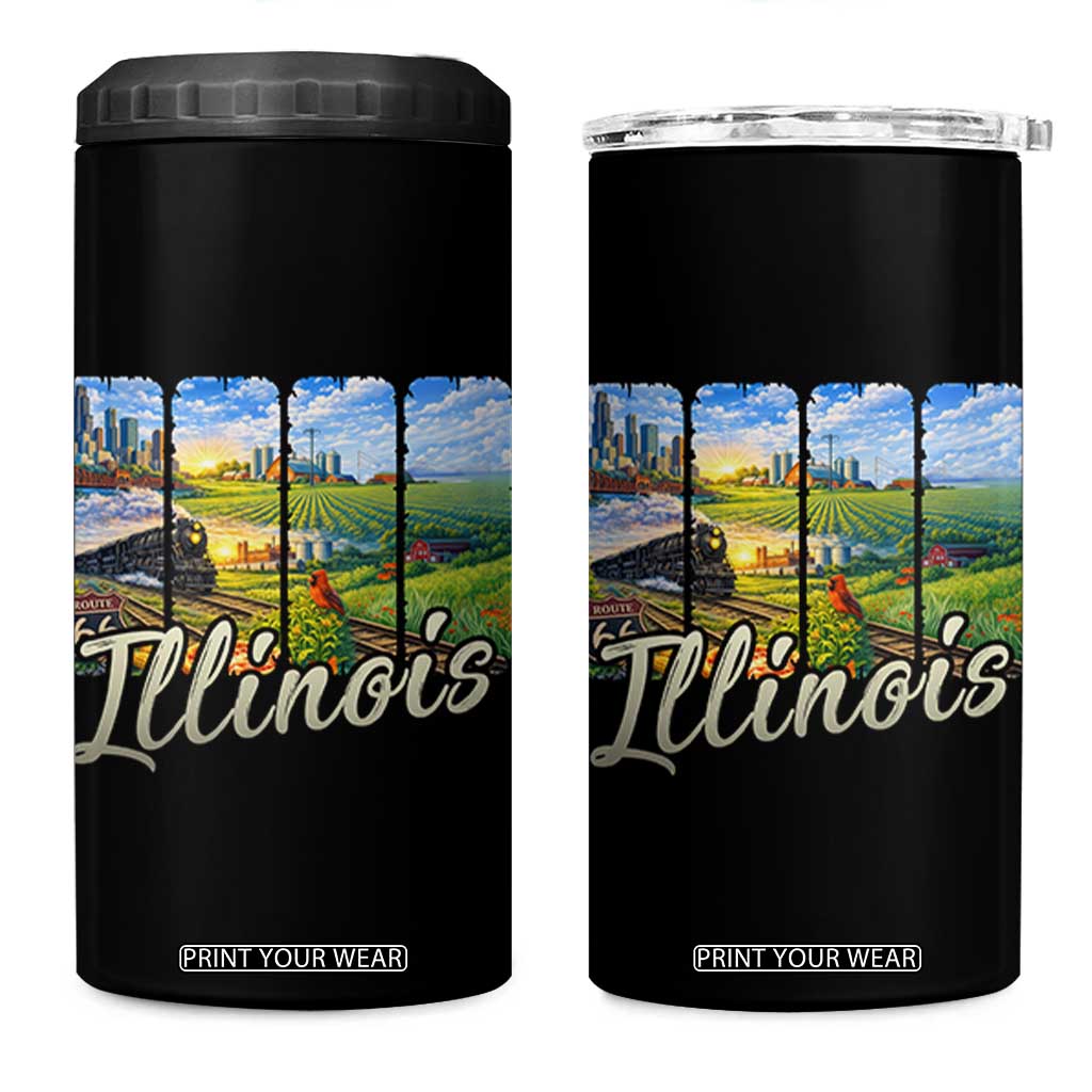 Vintage Illinois State Route Highway 66 4 in 1 Can Cooler Tumbler Southwest Souvenir TS12 One Size: 16 oz Black Print Your Wear