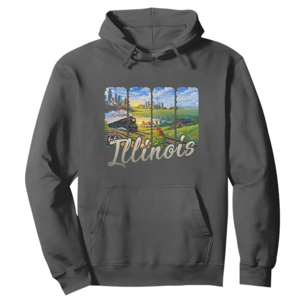 Vintage Illinois State Route Highway 66 Hoodie Southwest Souvenir TS12 Dark Heather Print Your Wear