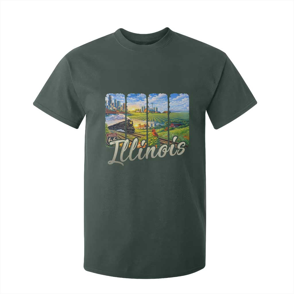 Vintage Illinois State Route Highway 66 T Shirt For Kid Southwest Souvenir TS12 Dark Forest Green Print Your Wear