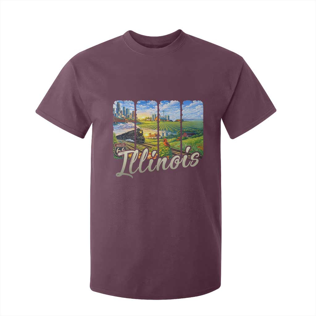 Vintage Illinois State Route Highway 66 T Shirt For Kid Southwest Souvenir TS12 Maroon Print Your Wear