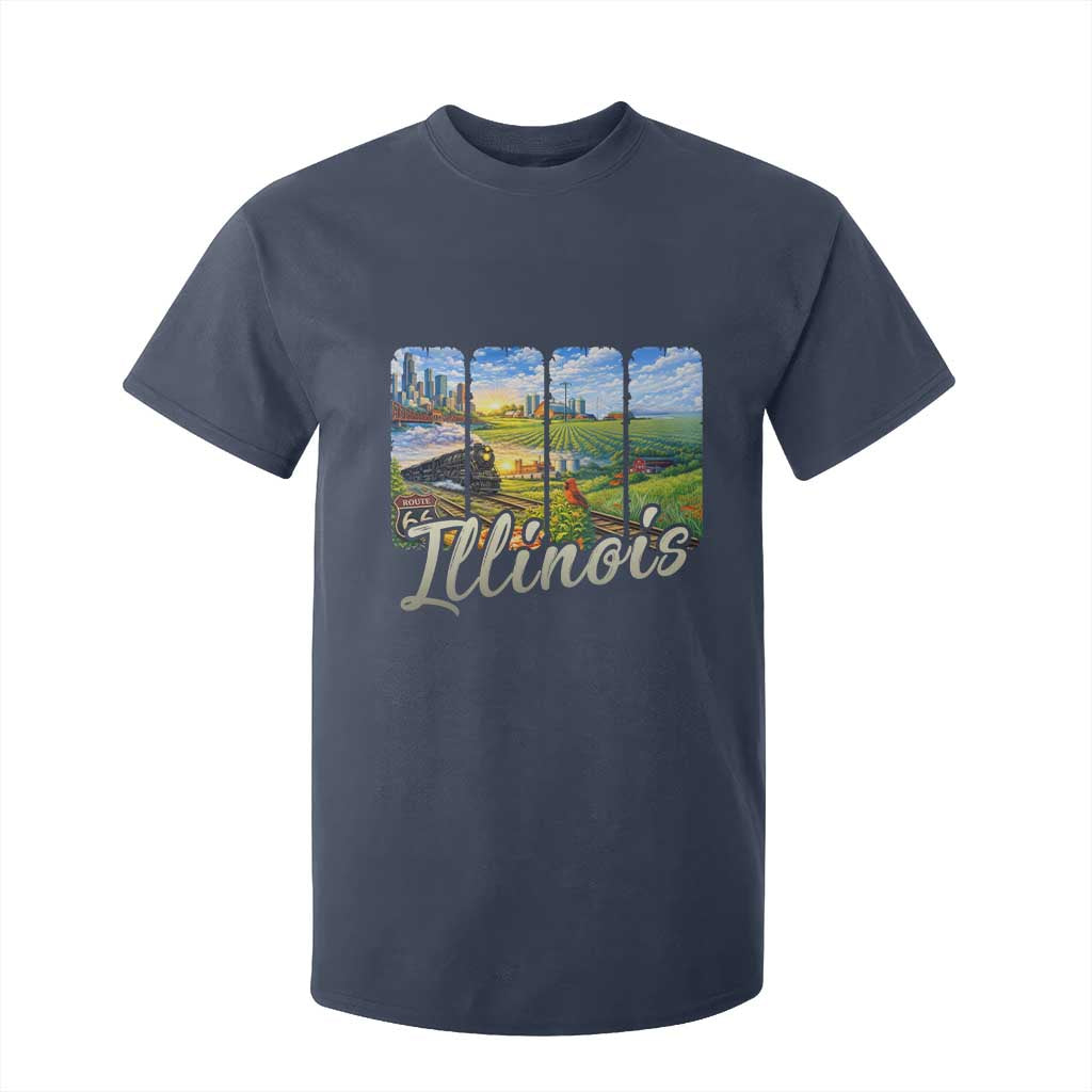Vintage Illinois State Route Highway 66 T Shirt For Kid Southwest Souvenir TS12 Navy Print Your Wear