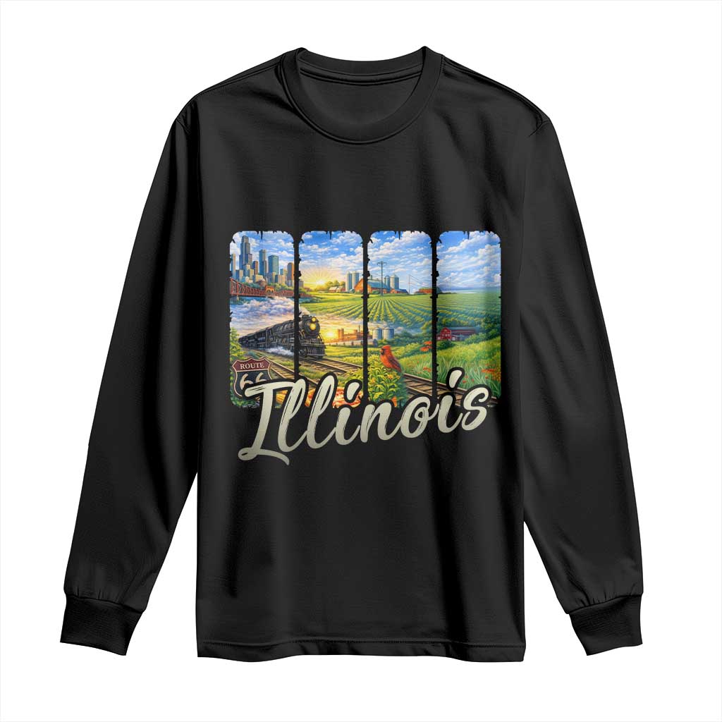 Vintage Illinois State Route Highway 66 Long Sleeve Shirt Southwest Souvenir TS12 Black Print Your Wear
