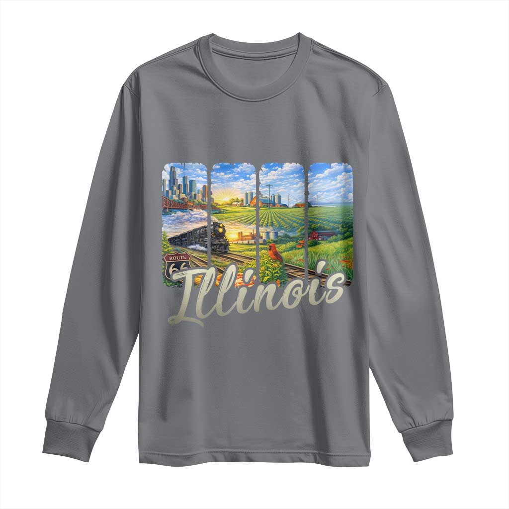 Vintage Illinois State Route Highway 66 Long Sleeve Shirt Southwest Souvenir TS12 Charcoal Print Your Wear