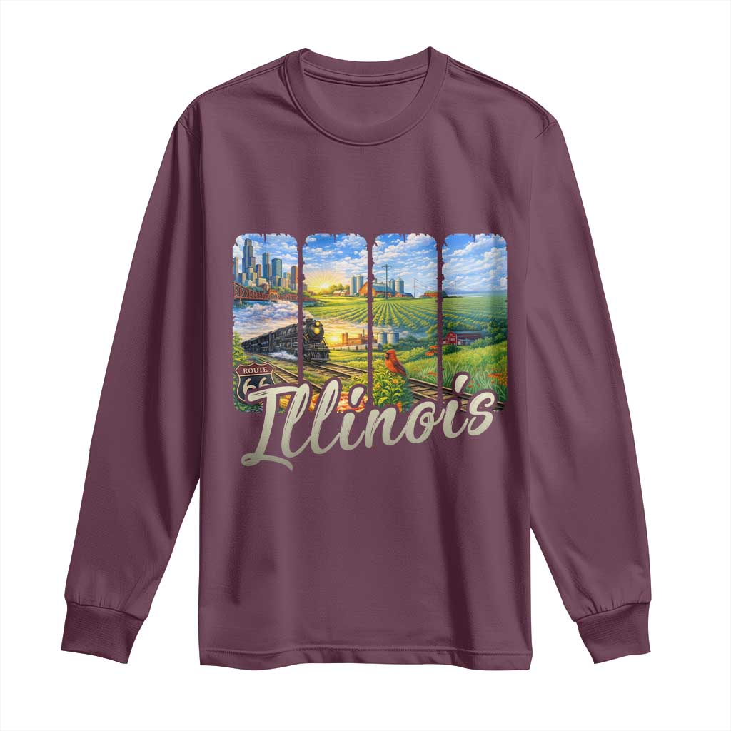 Vintage Illinois State Route Highway 66 Long Sleeve Shirt Southwest Souvenir TS12 Maroon Print Your Wear
