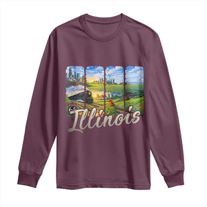 Vintage Illinois State Route Highway 66 Long Sleeve Shirt Southwest Souvenir TS12 Maroon Print Your Wear