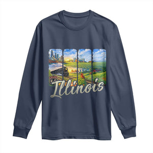 Vintage Illinois State Route Highway 66 Long Sleeve Shirt Southwest Souvenir TS12 Navy Print Your Wear