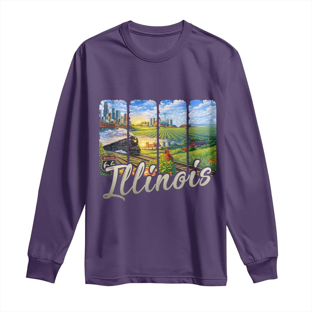 Vintage Illinois State Route Highway 66 Long Sleeve Shirt Southwest Souvenir TS12 Purple Print Your Wear