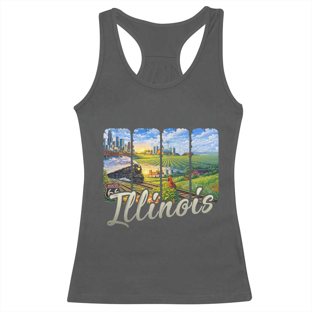 Vintage Illinois State Route Highway 66 Racerback Tank Top Southwest Souvenir TS12 Dark Heather Print Your Wear
