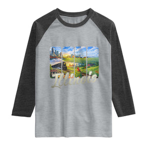Vintage Illinois State Route Highway 66 Raglan Shirt Southwest Souvenir TS12 Heather Gray Heather Charcoal Print Your Wear