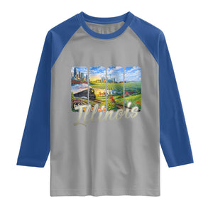 Vintage Illinois State Route Highway 66 Raglan Shirt Southwest Souvenir TS12 Sport Gray Royal Print Your Wear