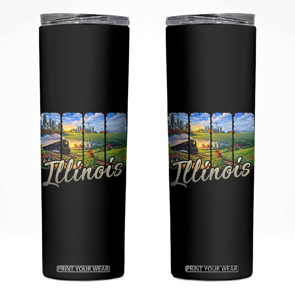 Vintage Illinois State Route Highway 66 Skinny Tumbler Southwest Souvenir TS12 Black Print Your Wear