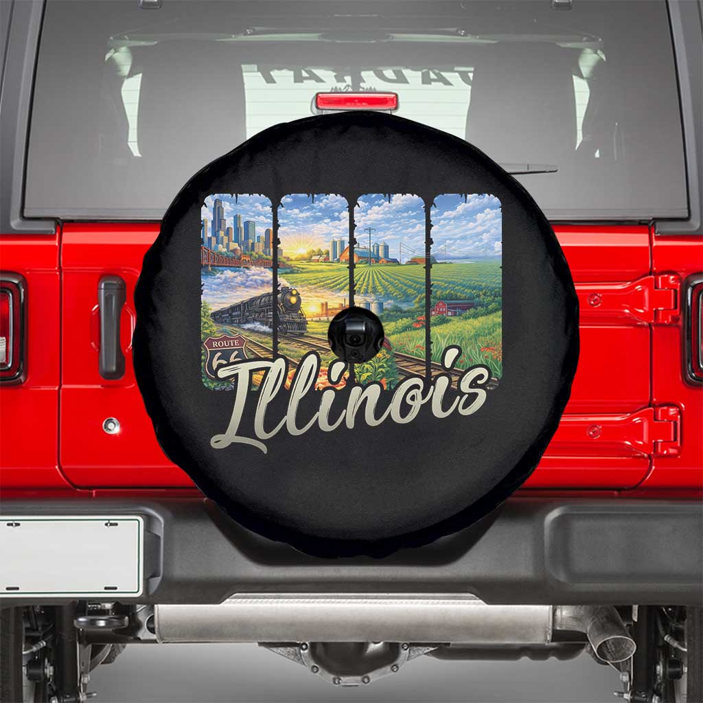 Vintage Illinois State Route Highway 66 Spare Tire Cover Southwest Souvenir TS12 Black Print Your Wear