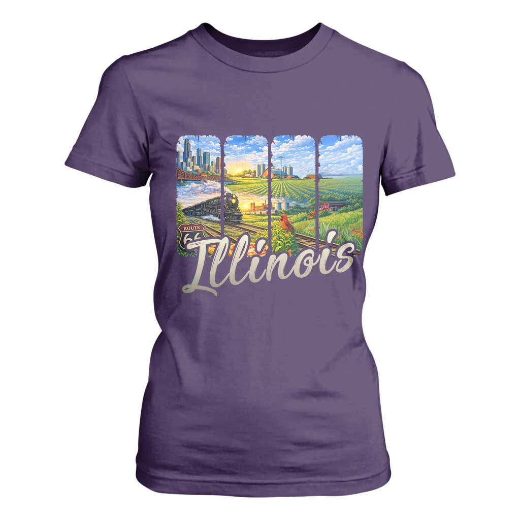 Vintage Illinois State Route Highway 66 T Shirt For Women Southwest Souvenir TS12 Purple Print Your Wear