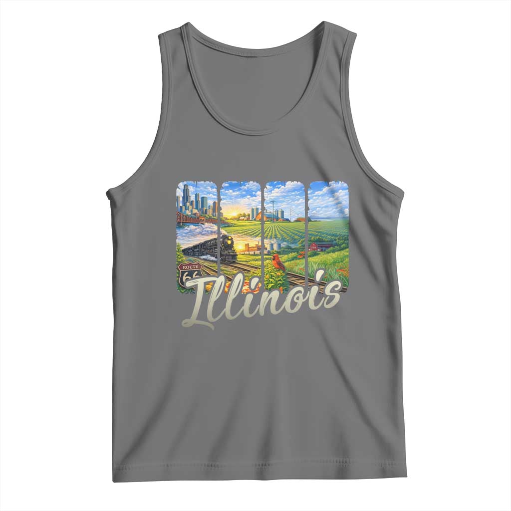 Vintage Illinois State Route Highway 66 Tank Top Southwest Souvenir TS12 Black Heather Print Your Wear