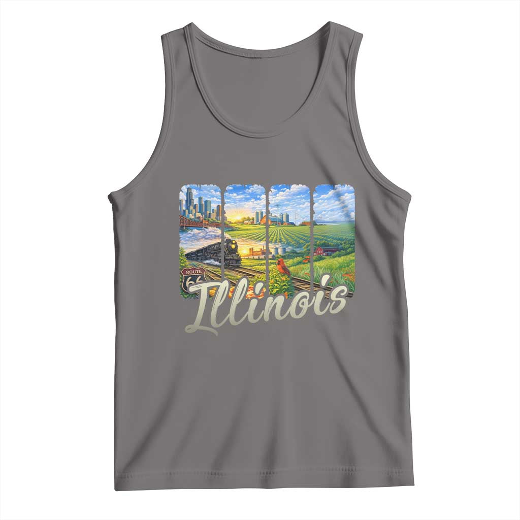 Vintage Illinois State Route Highway 66 Tank Top Southwest Souvenir TS12 Deep Heather Print Your Wear
