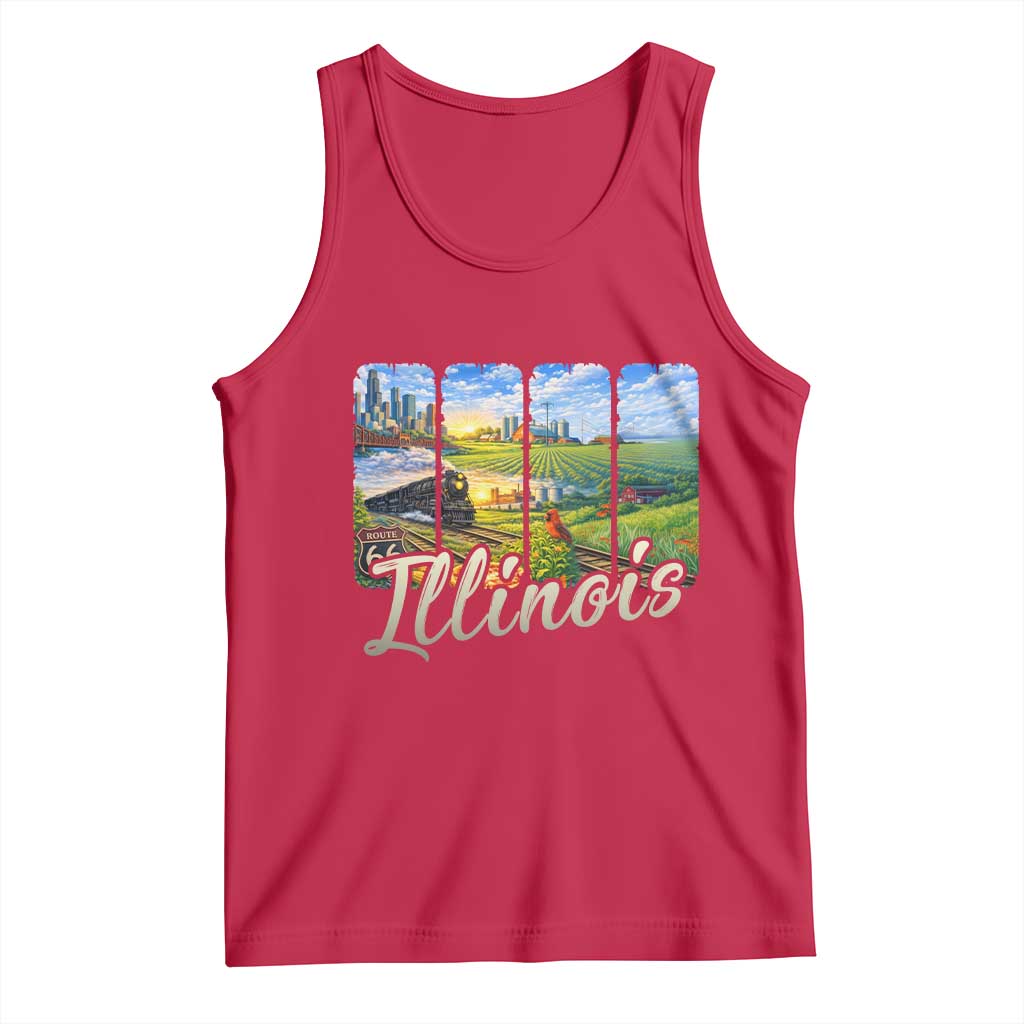 Vintage Illinois State Route Highway 66 Tank Top Southwest Souvenir TS12 Red Print Your Wear