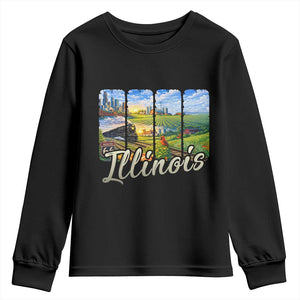 Vintage Illinois State Route Highway 66 Youth Sweatshirt Southwest Souvenir TS12 Black Print Your Wear