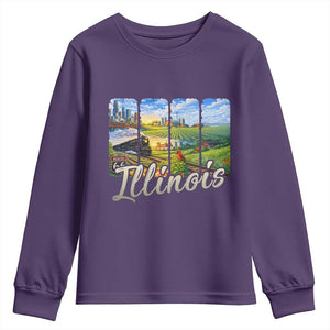 Vintage Illinois State Route Highway 66 Youth Sweatshirt Southwest Souvenir TS12 Purple Print Your Wear