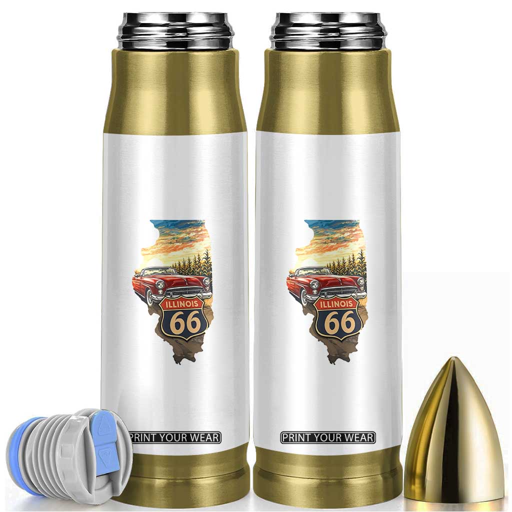 Route Highway 66 Illinois State Pride Bullet Tumbler Mother Road Travel Gift TS12 White Print Your Wear