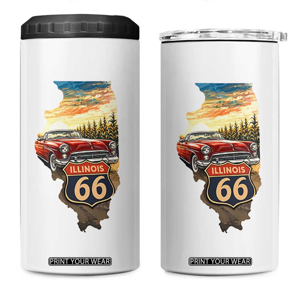 Route Highway 66 Illinois State Pride 4 in 1 Can Cooler Tumbler Mother Road Travel Gift TS12 One Size: 16 oz White Print Your Wear
