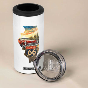 Route Highway 66 Illinois State Pride 4 in 1 Can Cooler Tumbler Mother Road Travel Gift TS12 Print Your Wear