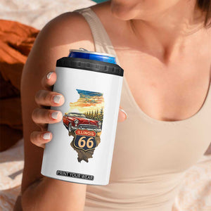Route Highway 66 Illinois State Pride 4 in 1 Can Cooler Tumbler Mother Road Travel Gift TS12 Print Your Wear