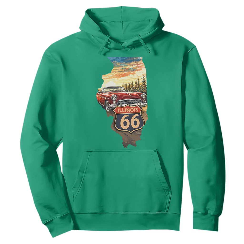 Route Highway 66 Illinois State Pride Hoodie Mother Road Travel Gift TS12 Irish Green Print Your Wear