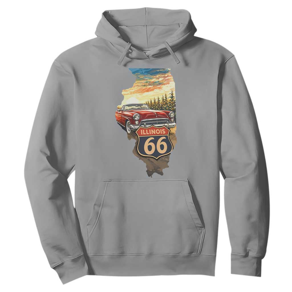 Route Highway 66 Illinois State Pride Hoodie Mother Road Travel Gift TS12 Sport Gray Print Your Wear