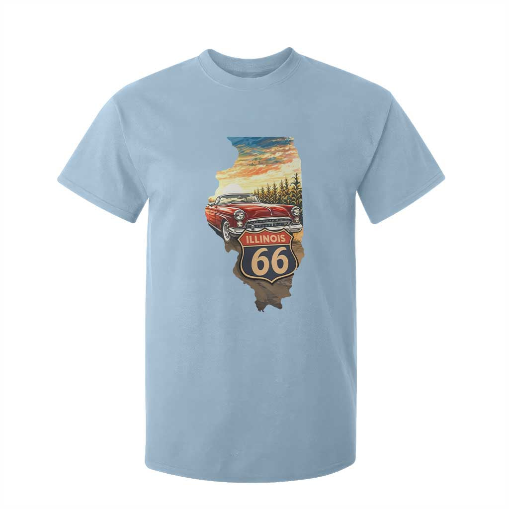 Route Highway 66 Illinois State Pride T Shirt For Kid Mother Road Travel Gift TS12 Light Blue Print Your Wear