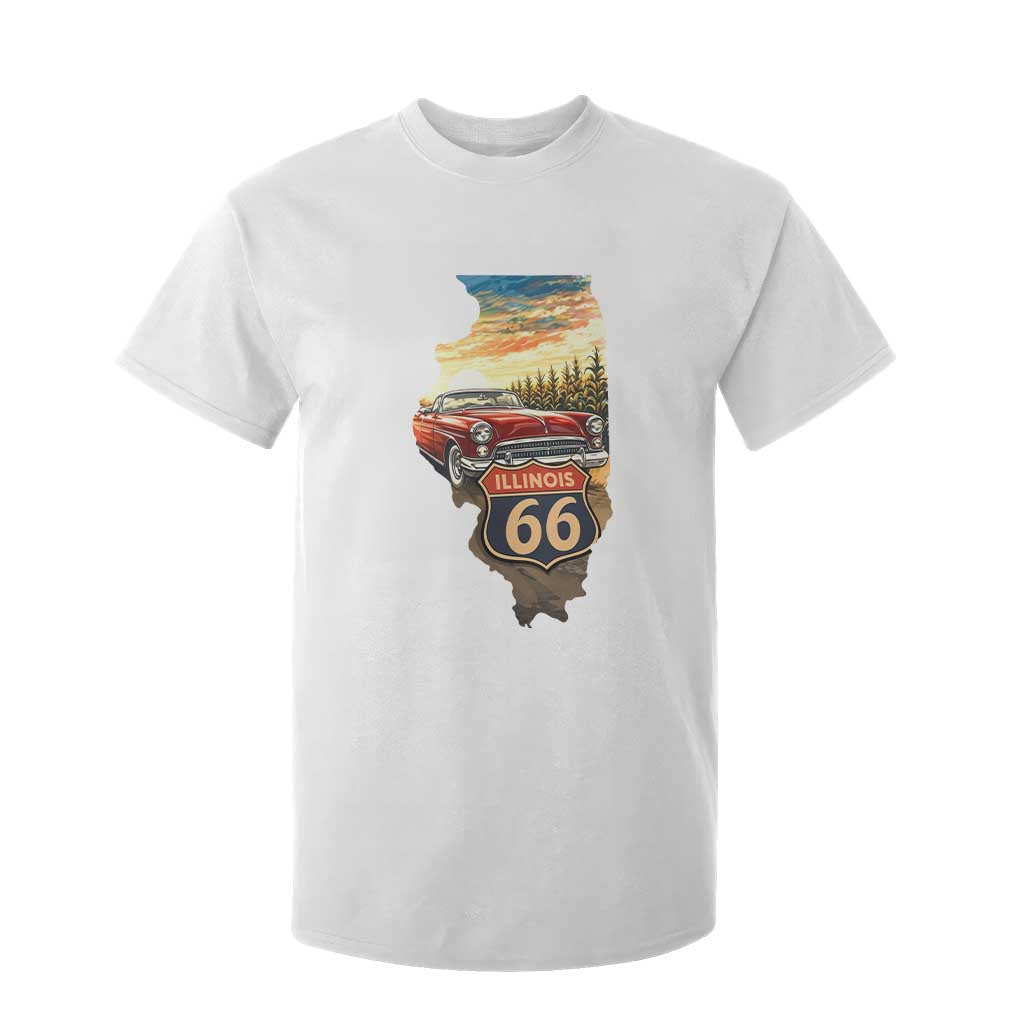 Route Highway 66 Illinois State Pride T Shirt For Kid Mother Road Travel Gift TS12 White Print Your Wear